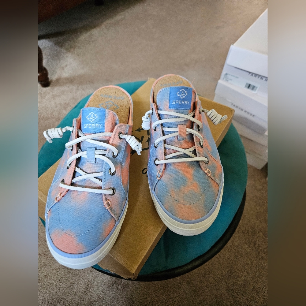 Sperry Women's Crest Mule Seacycled Size 9.5 Blue And Coral